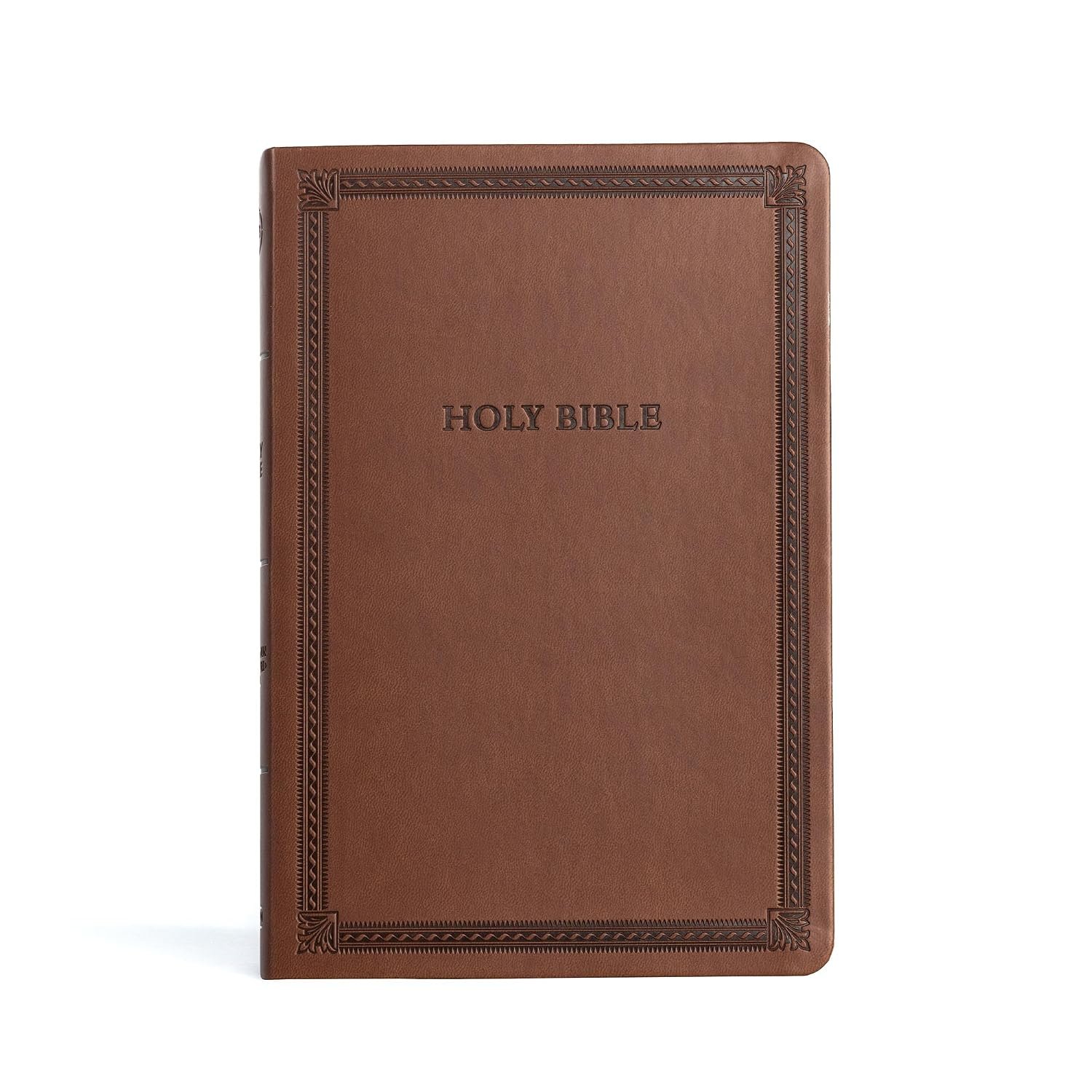 CSB Large Print Thinline Bible, Value Edition, Brown LeatherTouch, Red Letter, Presentation Page, Footnotes, Full-Color Maps, Easy-to-Read Bible Serif Type