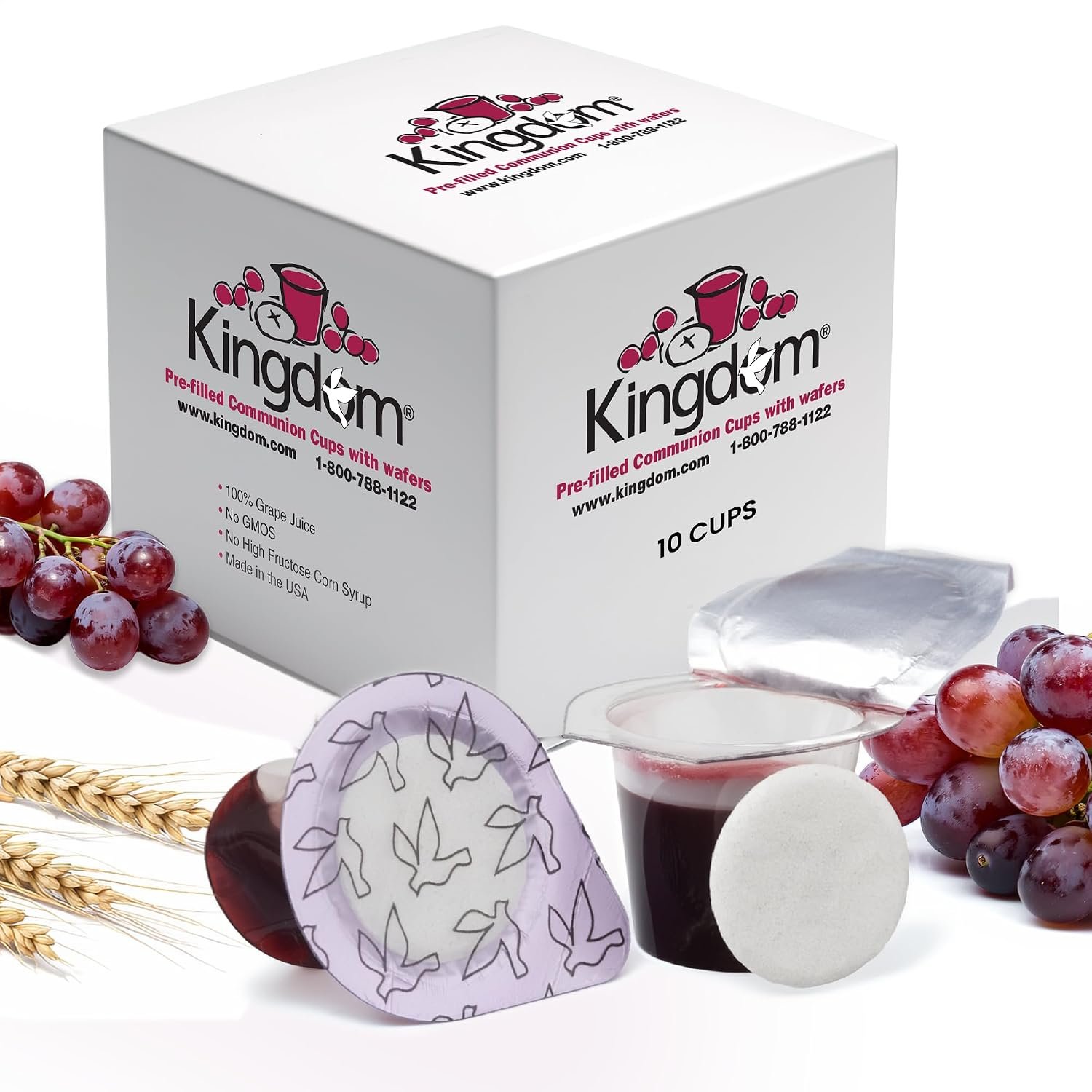 Kingdom Prefilled Communion Cup with Wafers(10ct-Red Juice) Sealed in a Single-Serving Container with Upto 1 Year Shelf Life, Perfect for Holy Eucharist Celebration in Hospitals,Summer Camps,and More