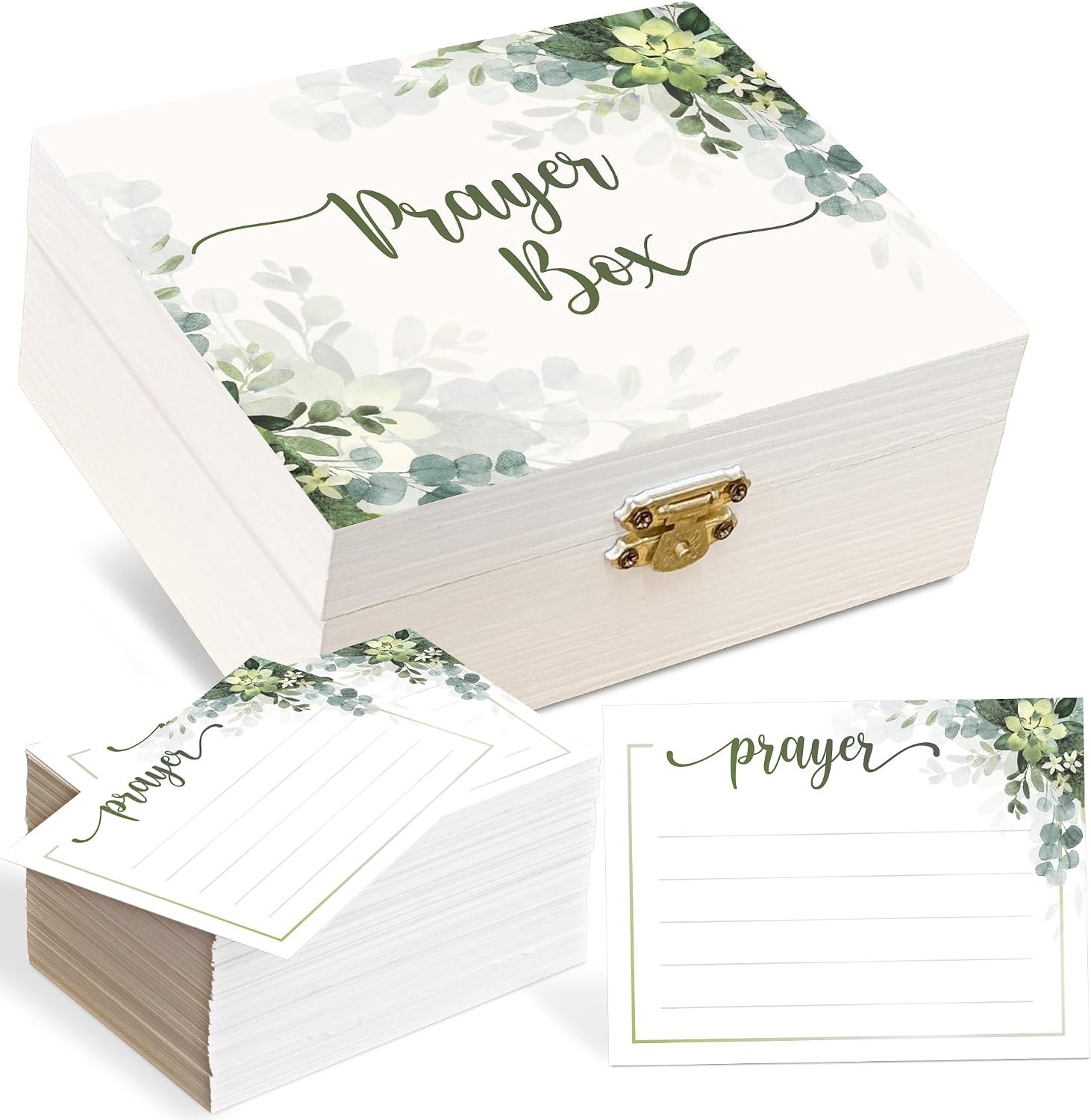 Prayer Box With Cards To Write On, 100 Blank Prayer Cards with Wooden Box