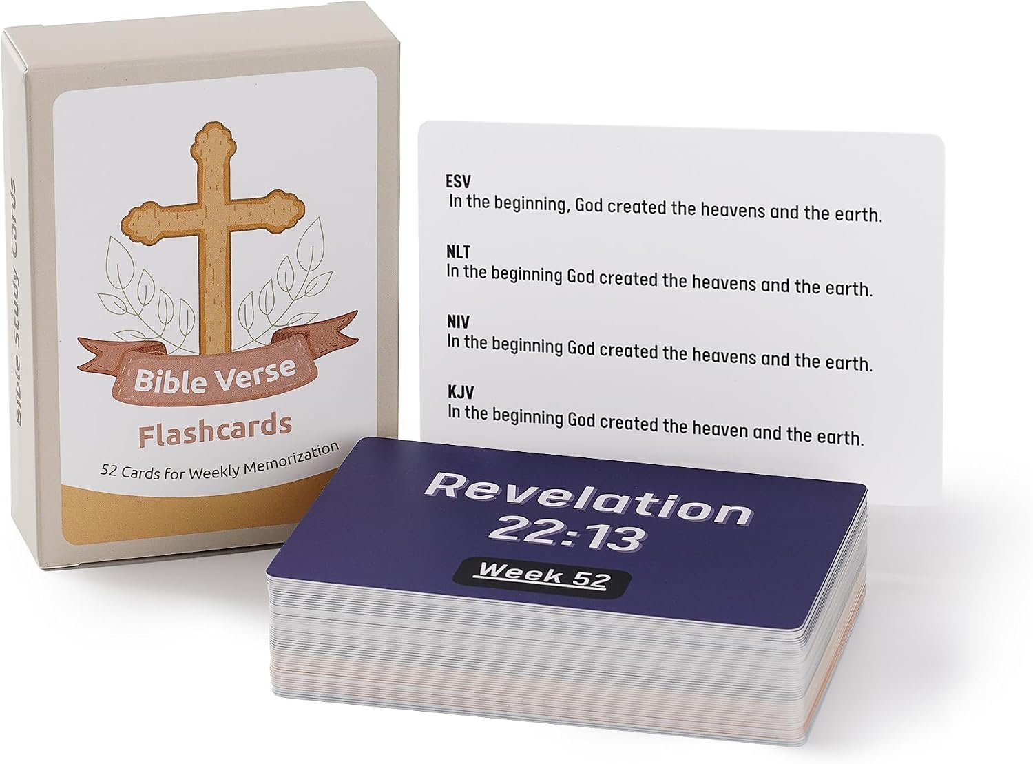 Infassic Bible Verse Flashcards – Weekly Scripture Memorization Cards – Christian Bible Study Youth Group Memory Flash Cards – Multi-Translation, ESV, NLT, NIV, KJV – 2.75” x 3.9”
