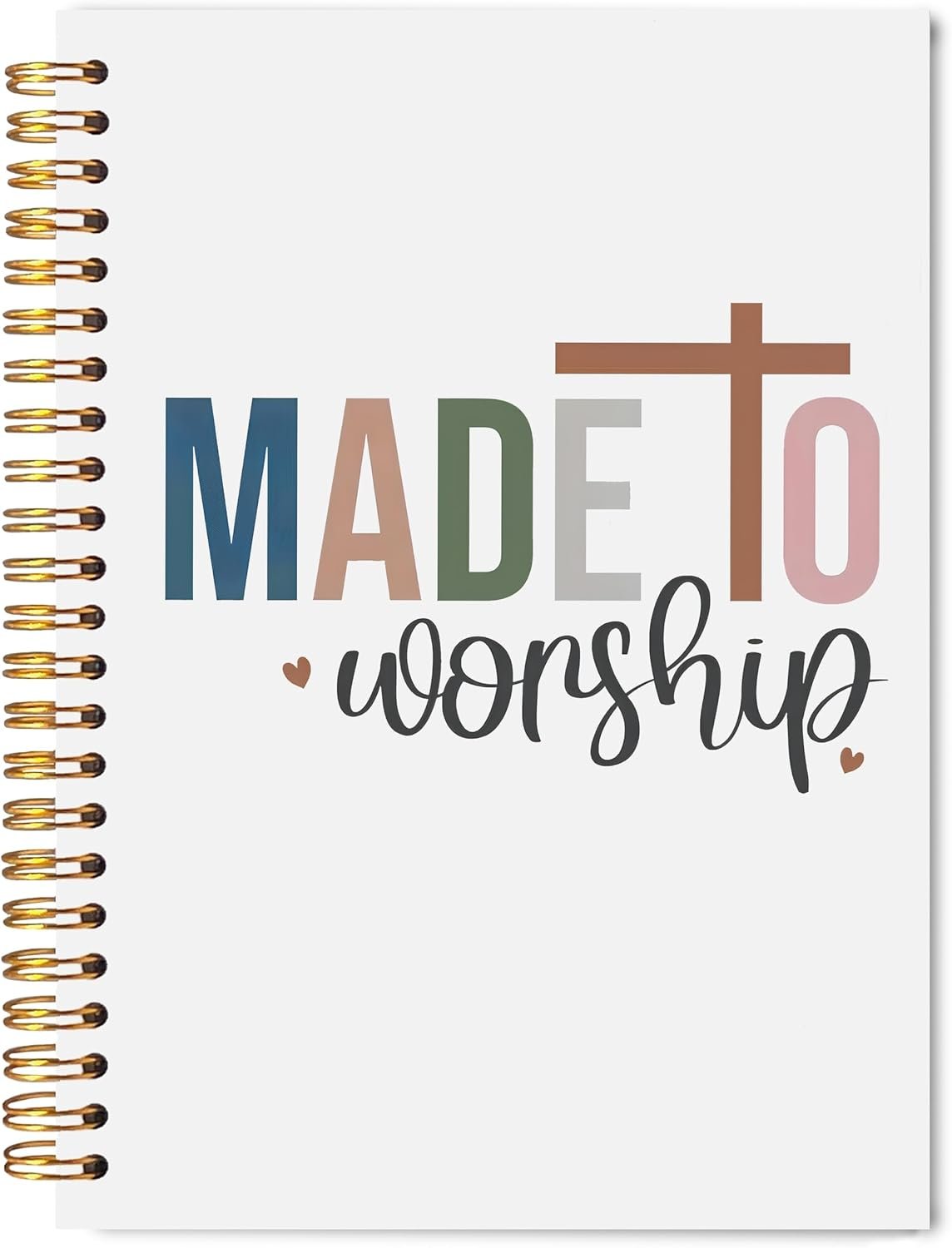 Christian Notebook Journal 5.5×8.3, Religious Bible Verse Journal Notebooks for Note Taking, Christian Gifts for Women, Made to Worship Hardcover Spiral Notebook