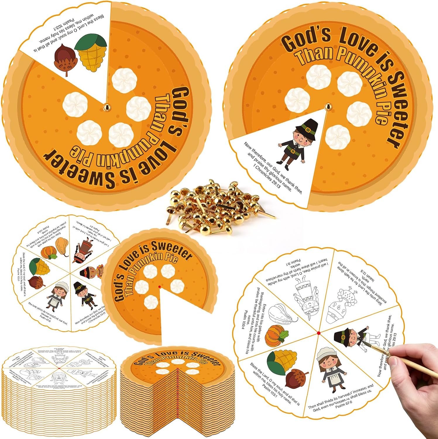 ForraFun 24 Sets Fall Christian Thanksgiving Craft Kit Religious Art Wheel