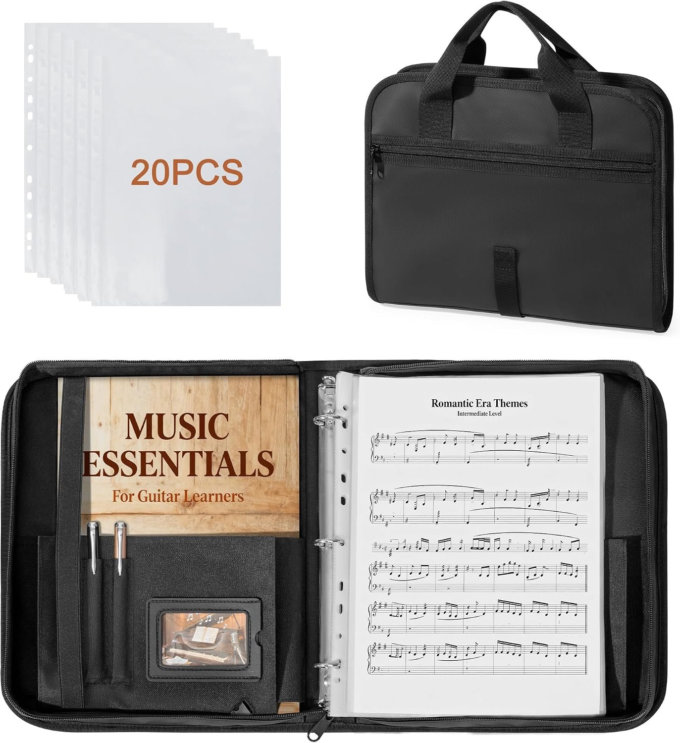 Damero Sheet Music Folder, 3 Ring Choir Music Binder with 20 Binder Sheets