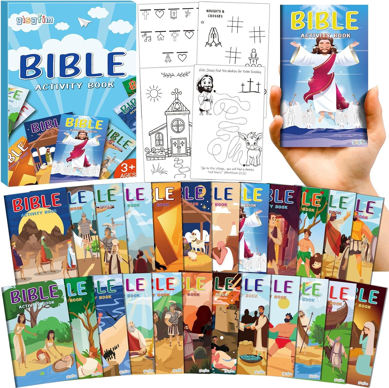 gisgfim 144 Pack Mini Bible Activity Book for Kid Christian VBS Party Favor