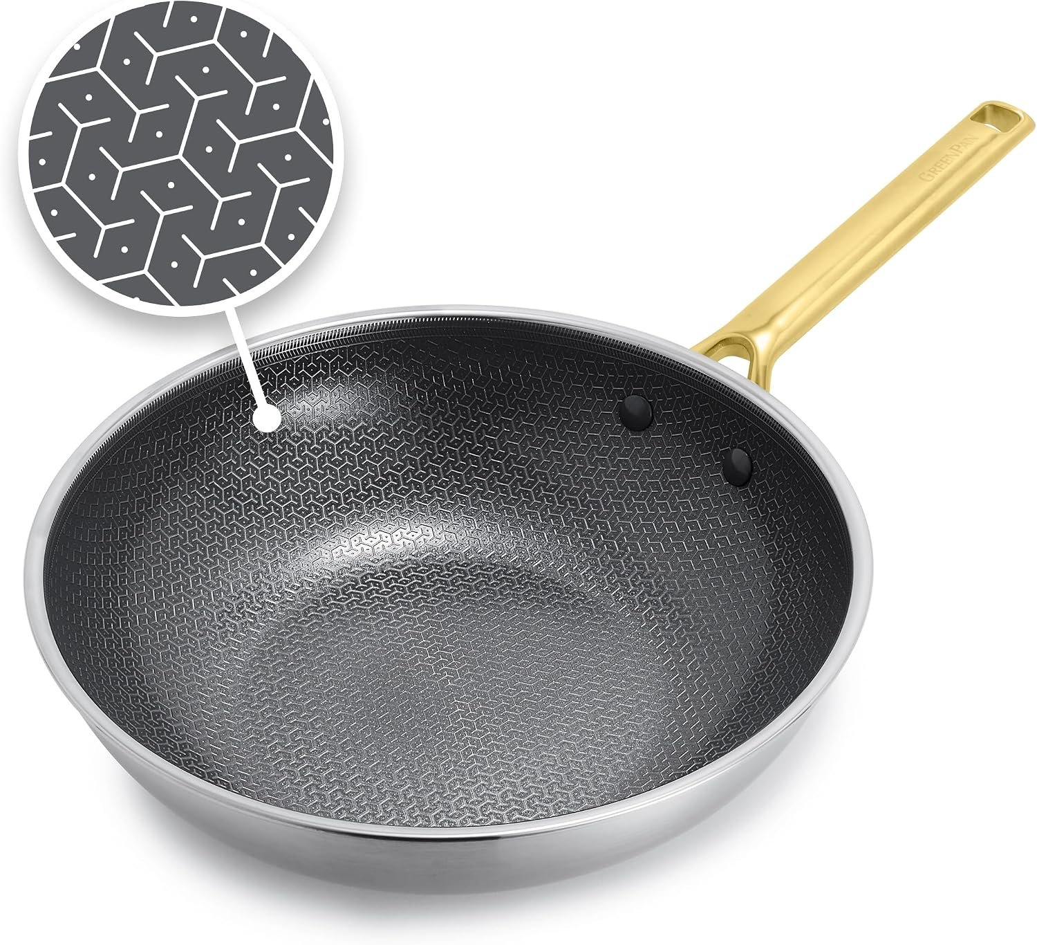 GreenPan Hybrid APEX 11″ Tri-Ply Stainless Steel Wok, Ceramic Nonstick Pan
