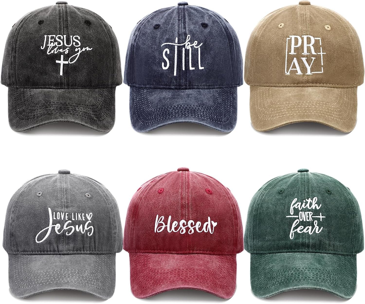 6/12 Pack Christian Hats Bulk for Men Women