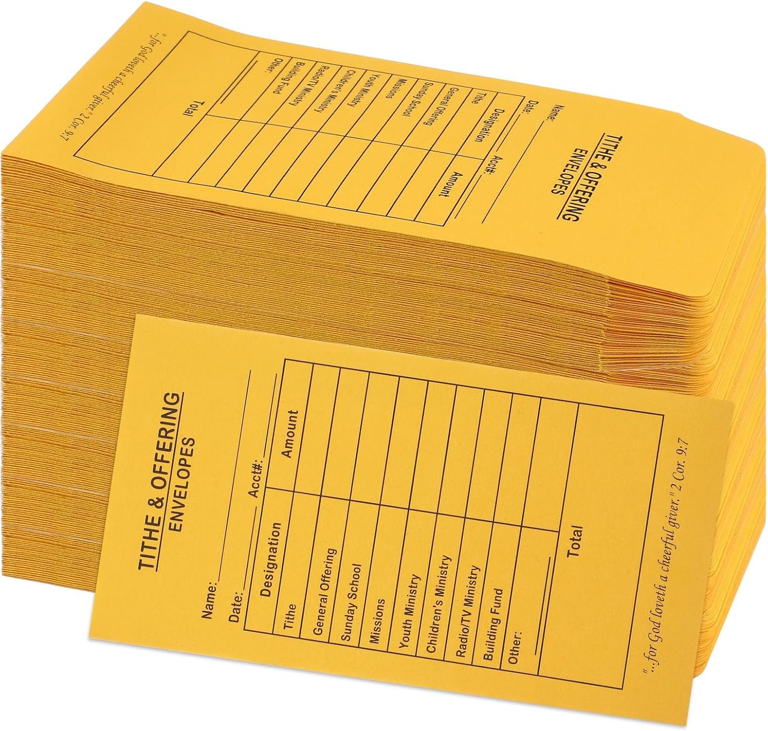 200 Pcs Church Offering Tithe Donation Envelopes 6.5 x 3.5 Inch Golden Paper Tithes and Offering Envelopes for Church Tithing Checks and Cash Envelopes for Offering(200, Tithes And Offering)