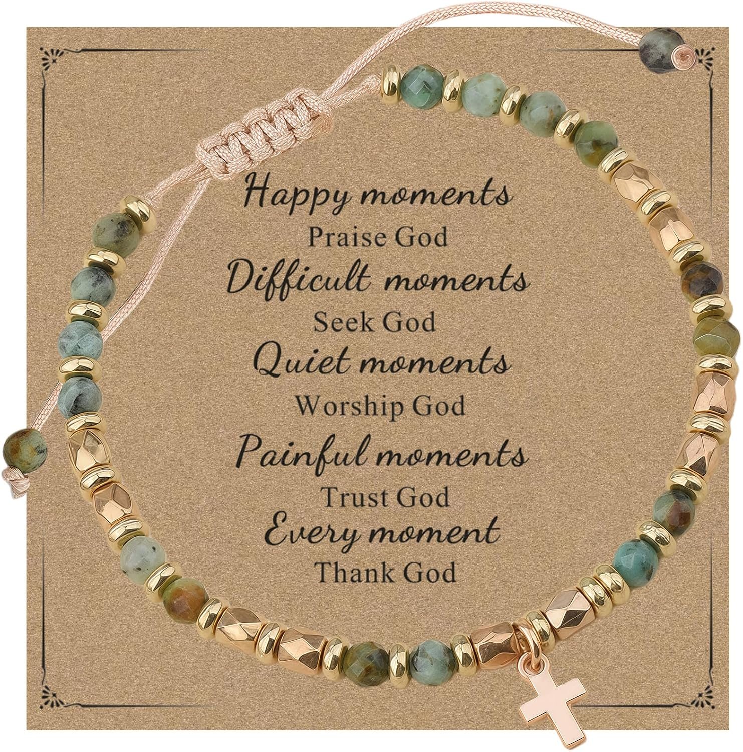 Christian Gifts for Women, Natural stone Bracelet, Religious Gift for Woman, Christian Gifts, Inspirational Gift for Women, Golden Cross Bracelet