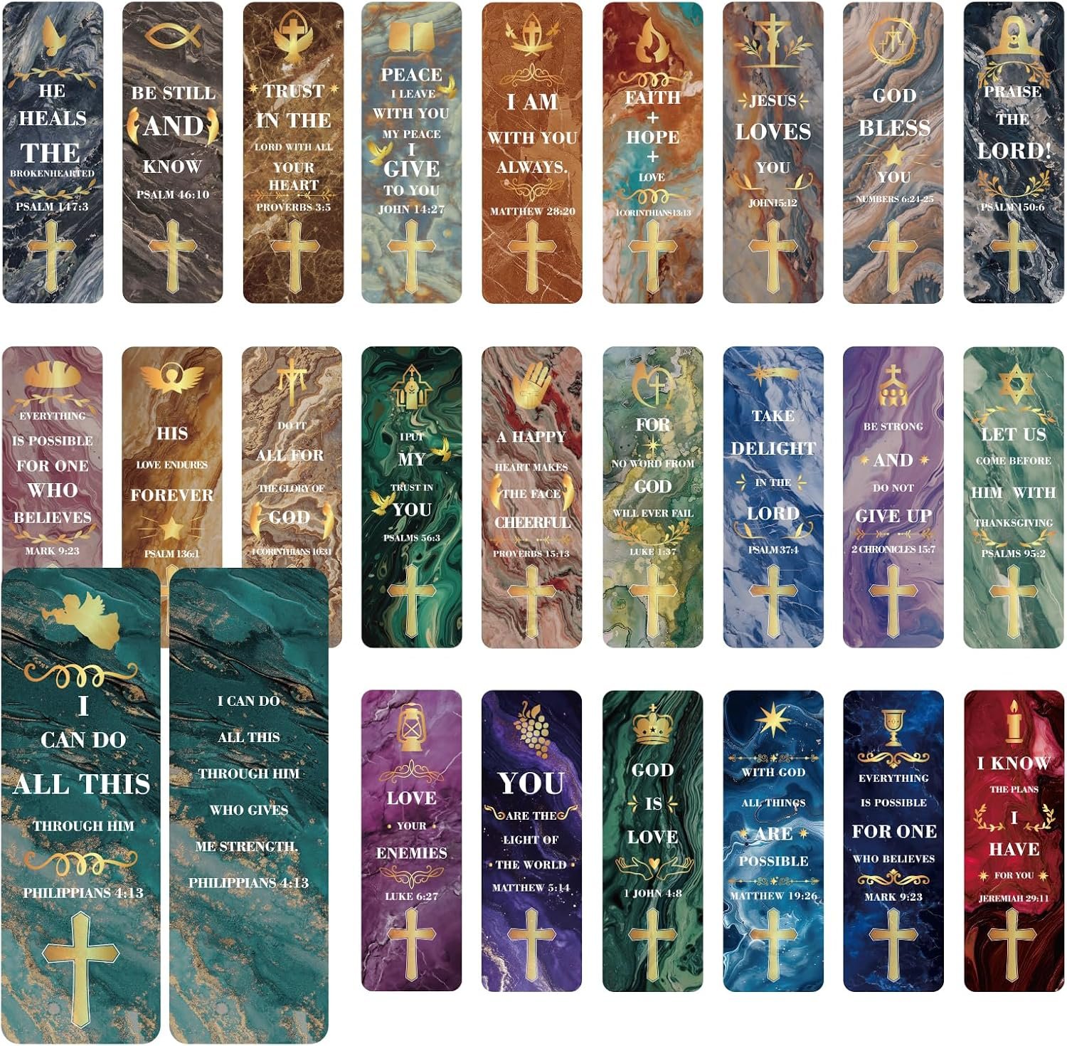 100 Bible Verse Bookmarks, Double-Sided Christian Book Markers