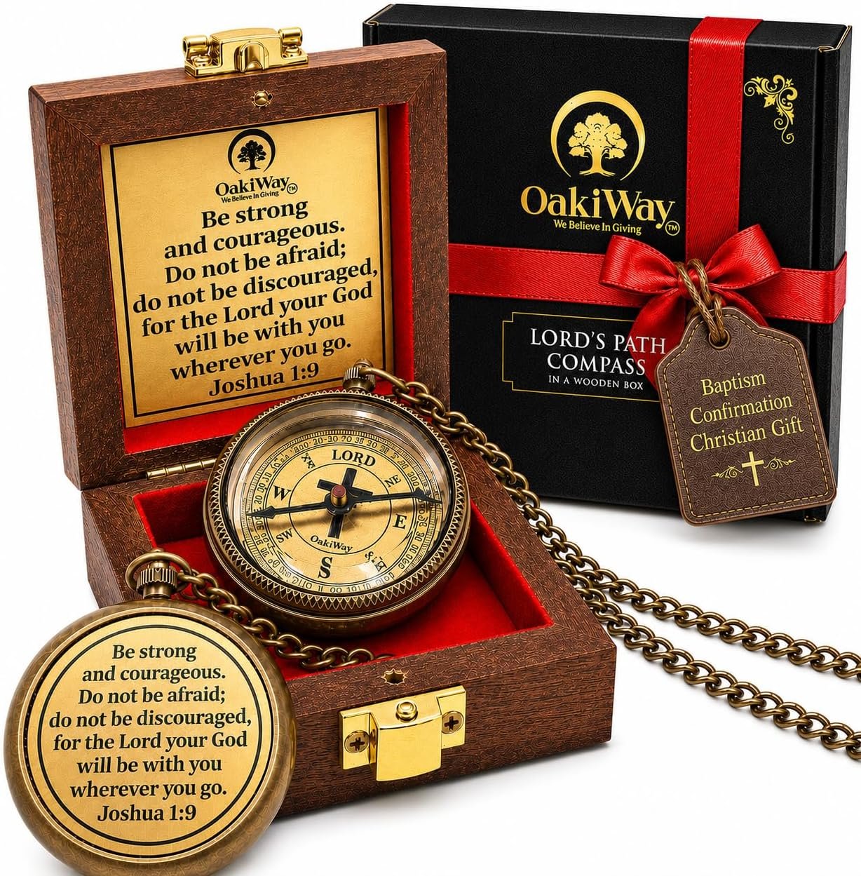 Lord’s Path Compass – Baptism, Communion, Confirmation, Christian Gifts for Teenage Boys | Religious Gifts for Men, Graduation Inspirational Present – Greeting Card Included