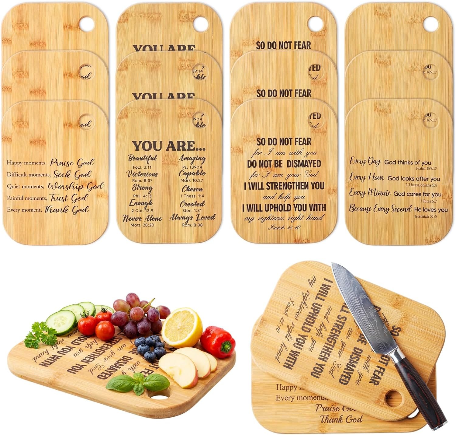 12 Pcs Christian Cutting Board Gift Bulk for Women, Mixed