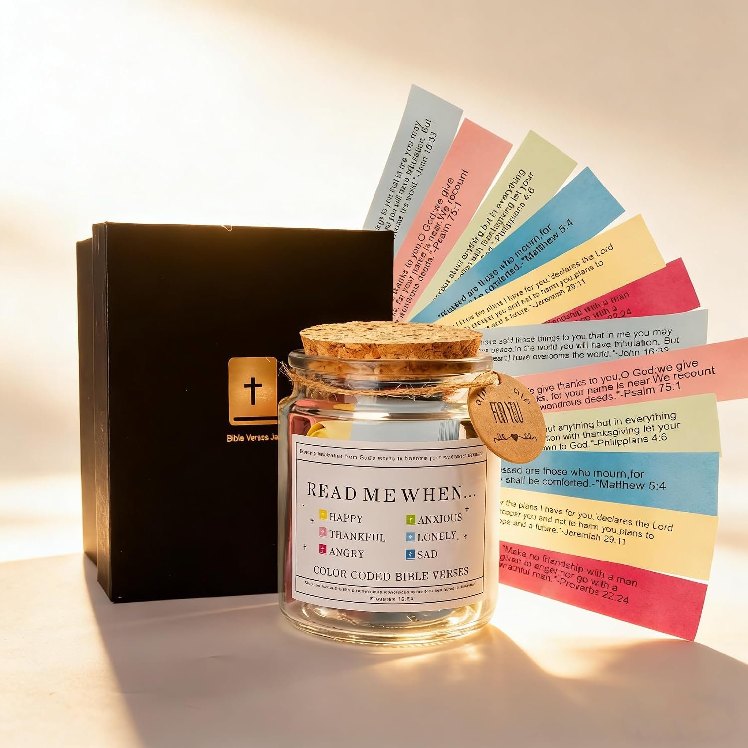 Read Me When Bible Verse Jar,Scripture Prayer Cards for Daily Encouragement,Christian Gifts for Women Men Mom Dad Friend,Easter Birthday Graduation Valentines Gifts,Gift for Mom