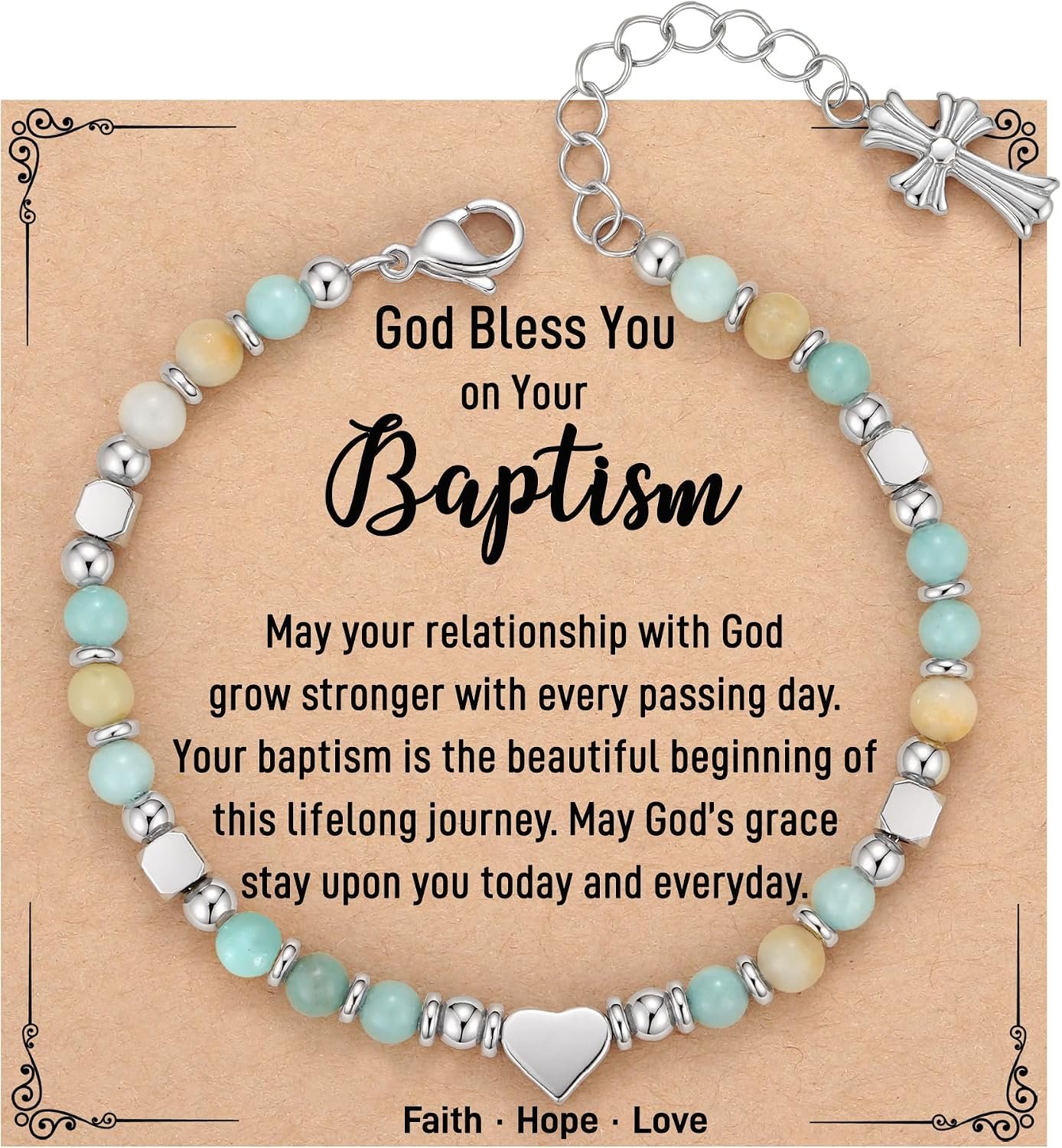 TONY & SANDY Christian Gifts for Women, Religious Cross Bracelet Faith Jewelry, Confirmation Baptism Christmas Birthday Gifts for Women, Unique Gifts for Teens Girls Kids Adults