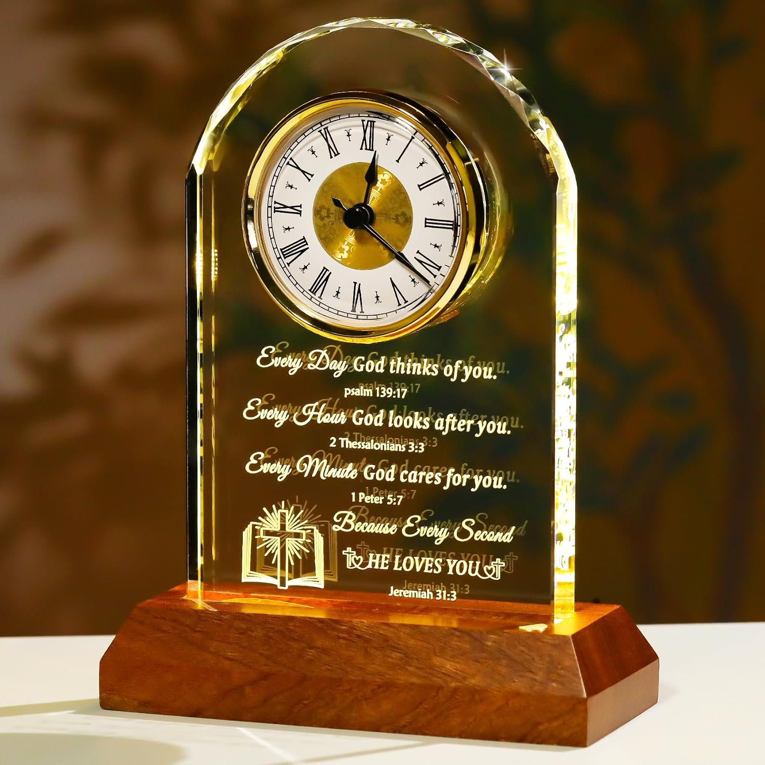 Arikyrist Glass Clock Christian Gifts for Women Men Spiritual Gift Idea