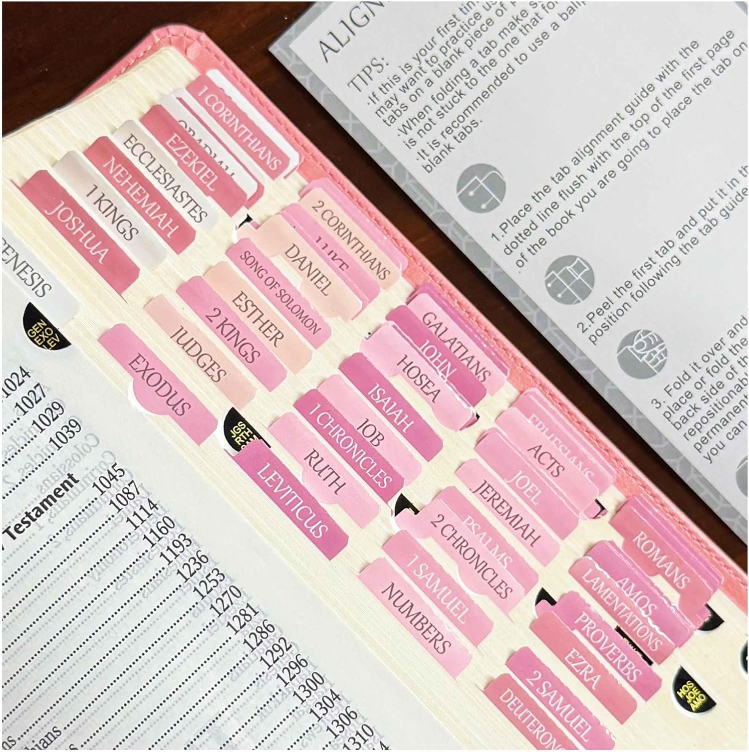 Thinkor- Repositionable Bible Tabs, 66 Pink Theme Laminated Tabs for Women, Study Bible Gifts