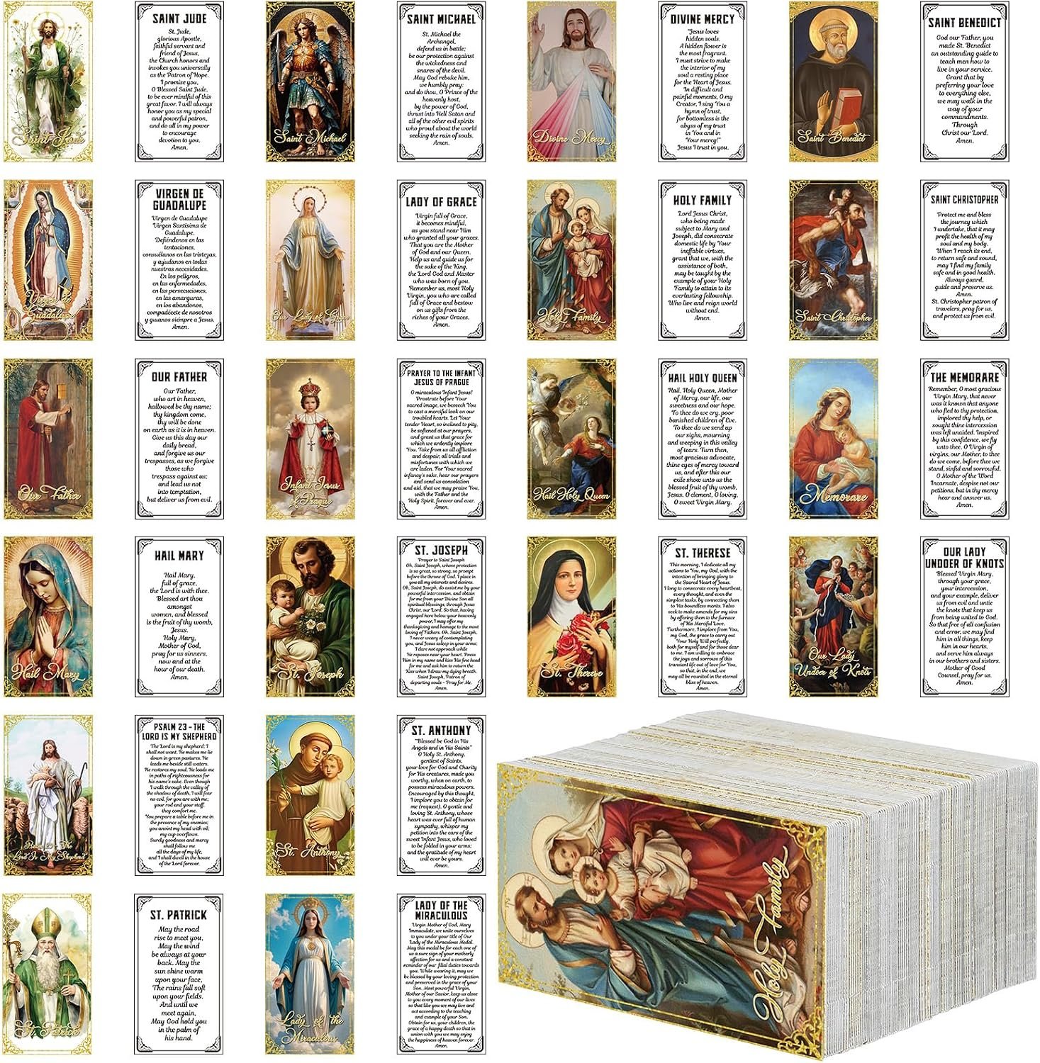 Skyygemm 240 pcs Catholic holy Cards Gifts Bulk with Saints Prayers 20style