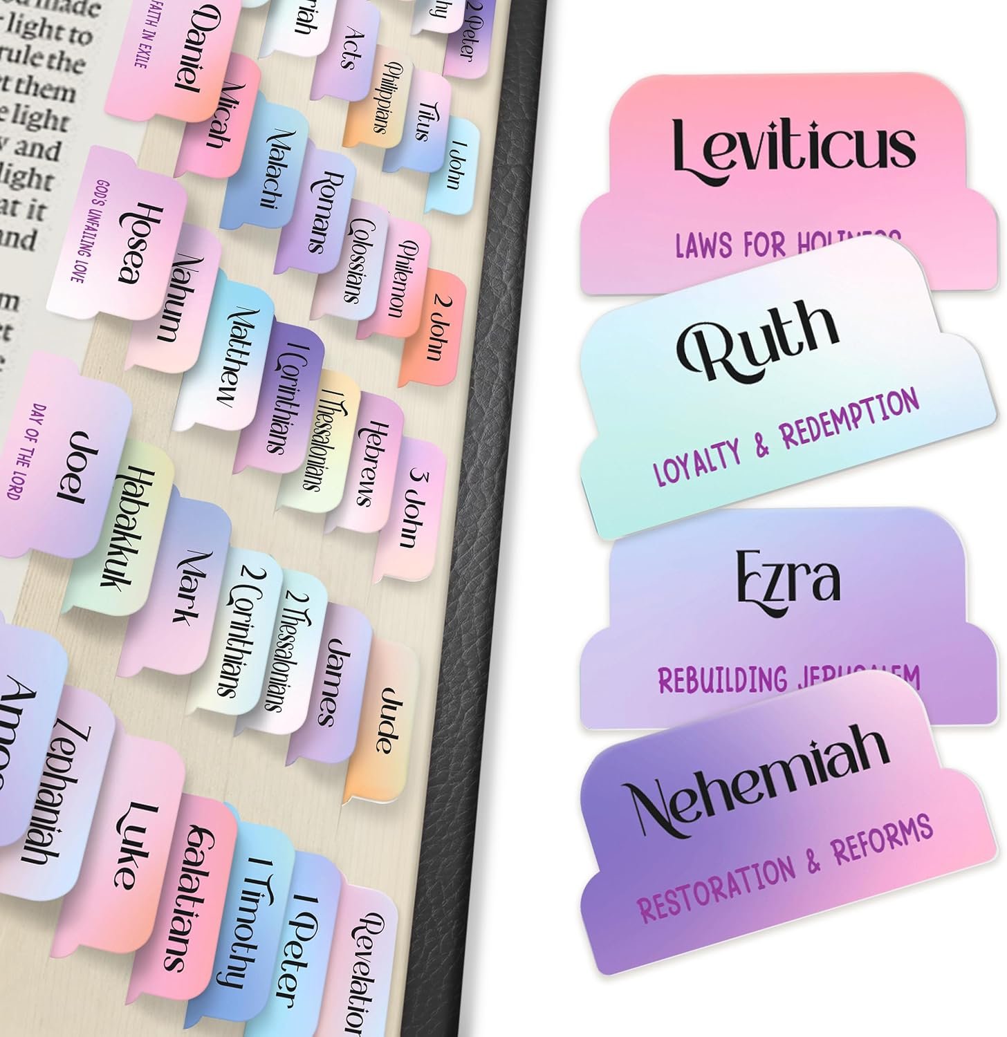 90 Christian Bible Tabs for Women, Teens & Kids – Rainbow
