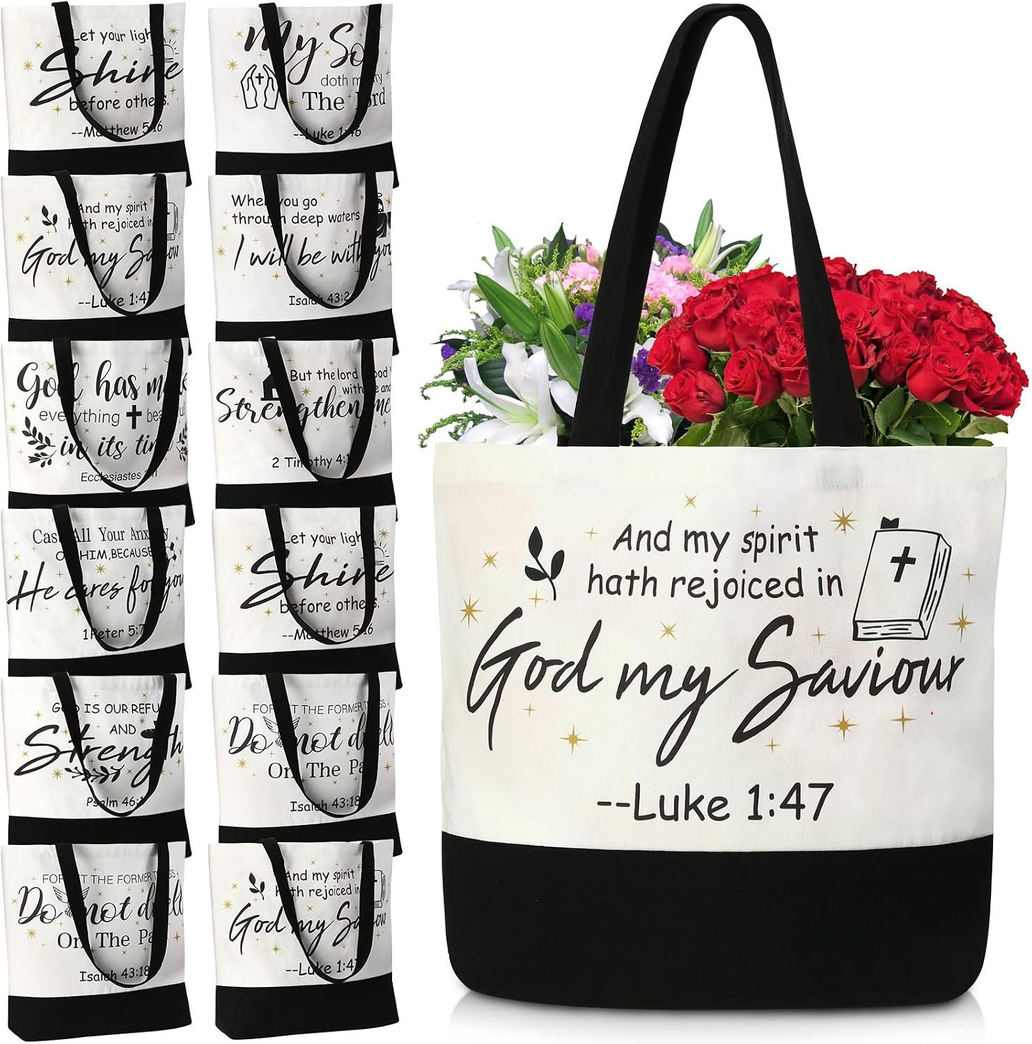 20 Pcs Christian Tote Bags for Women Bible Gift Bag, Classic