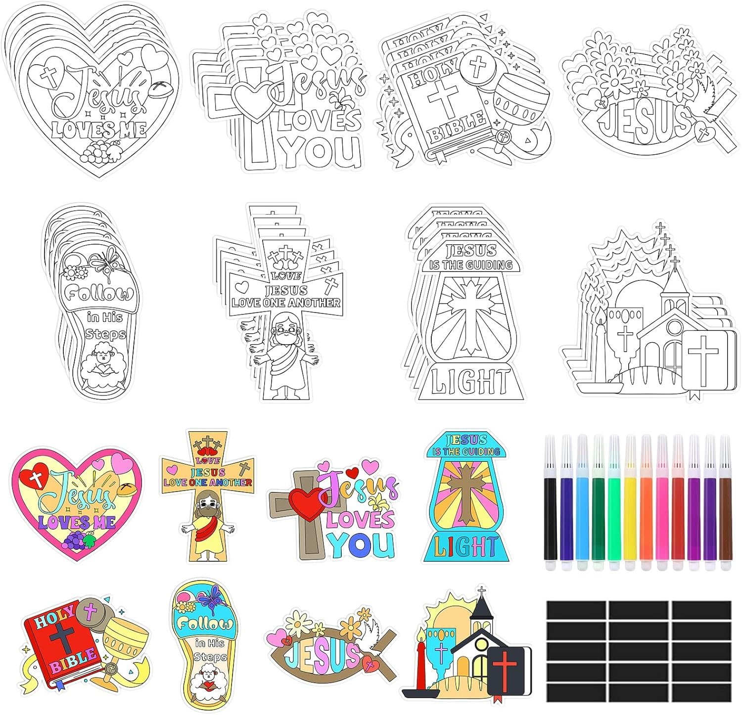 32 PCS Christian Religious Bible Crafts Jesus Loves Me Fridge Magnet Kit