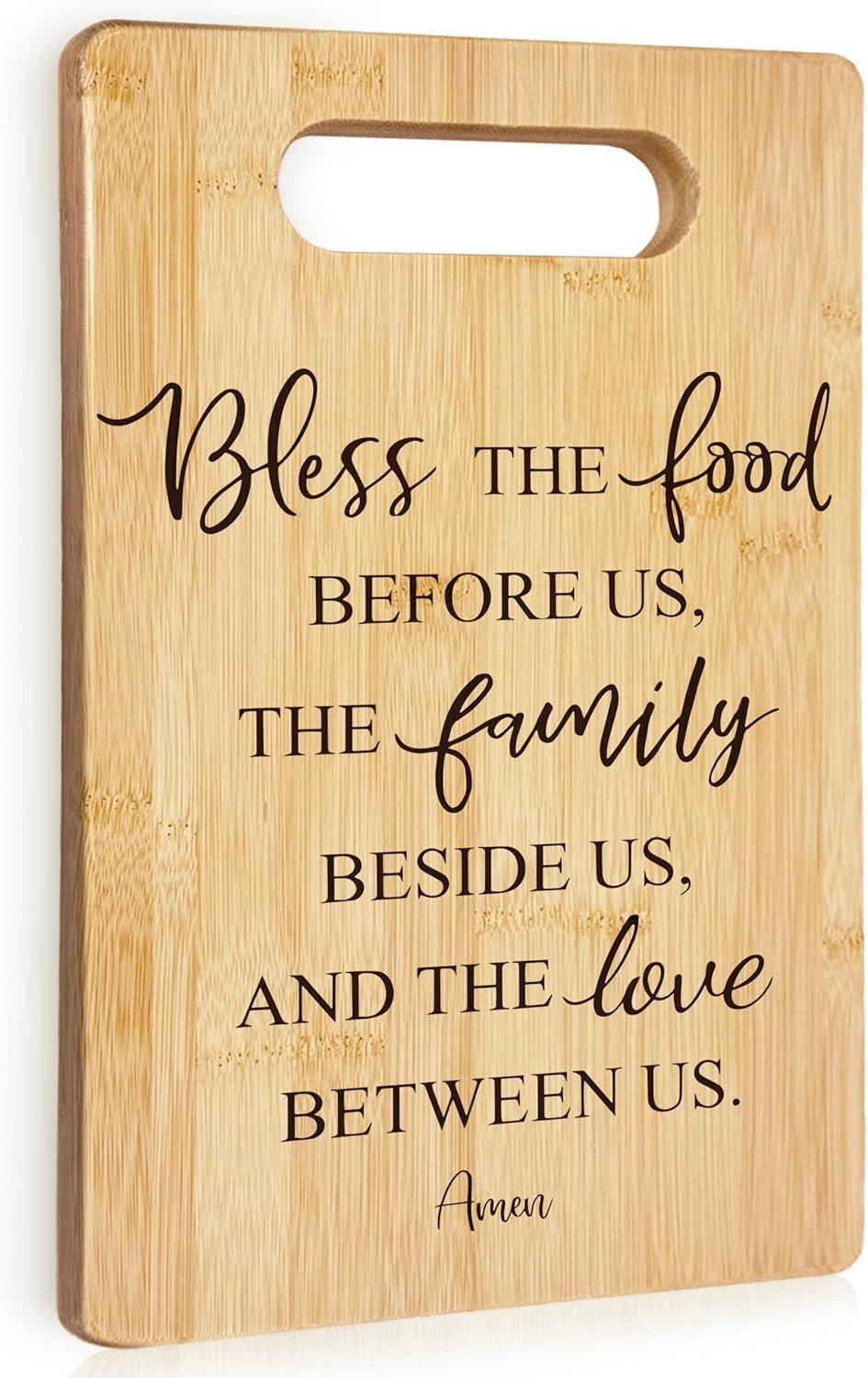 Bless the Food Before Us Decorative Cutting Boards for Kitchen, House Warming Gifts, Christian Kitchen Decor, Christian Religious Gifts for Women, Bamboo Cutting Boards for Kitchen