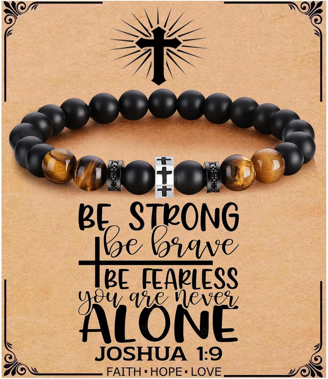 QWNHONEY Cross Bracelet for Men Son Brother Boyfriend Father Dad Husband Father’s Day Birthday Christian Religious Faith Graduation Anniversary Christmas Jewelry Gift for Man