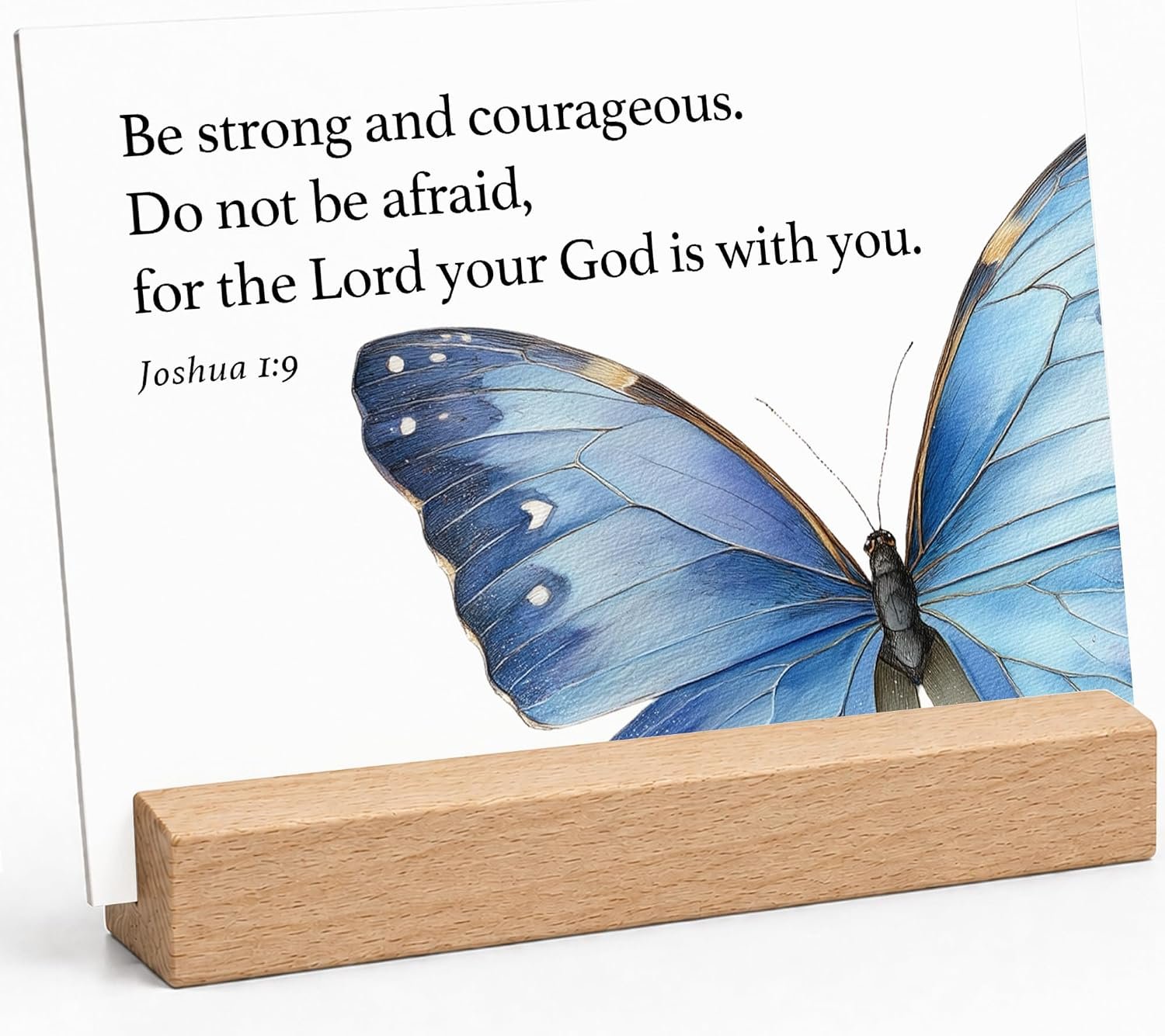Bible Verse Cards with Wood Stand, 48 Prayer Cards for Daily Display