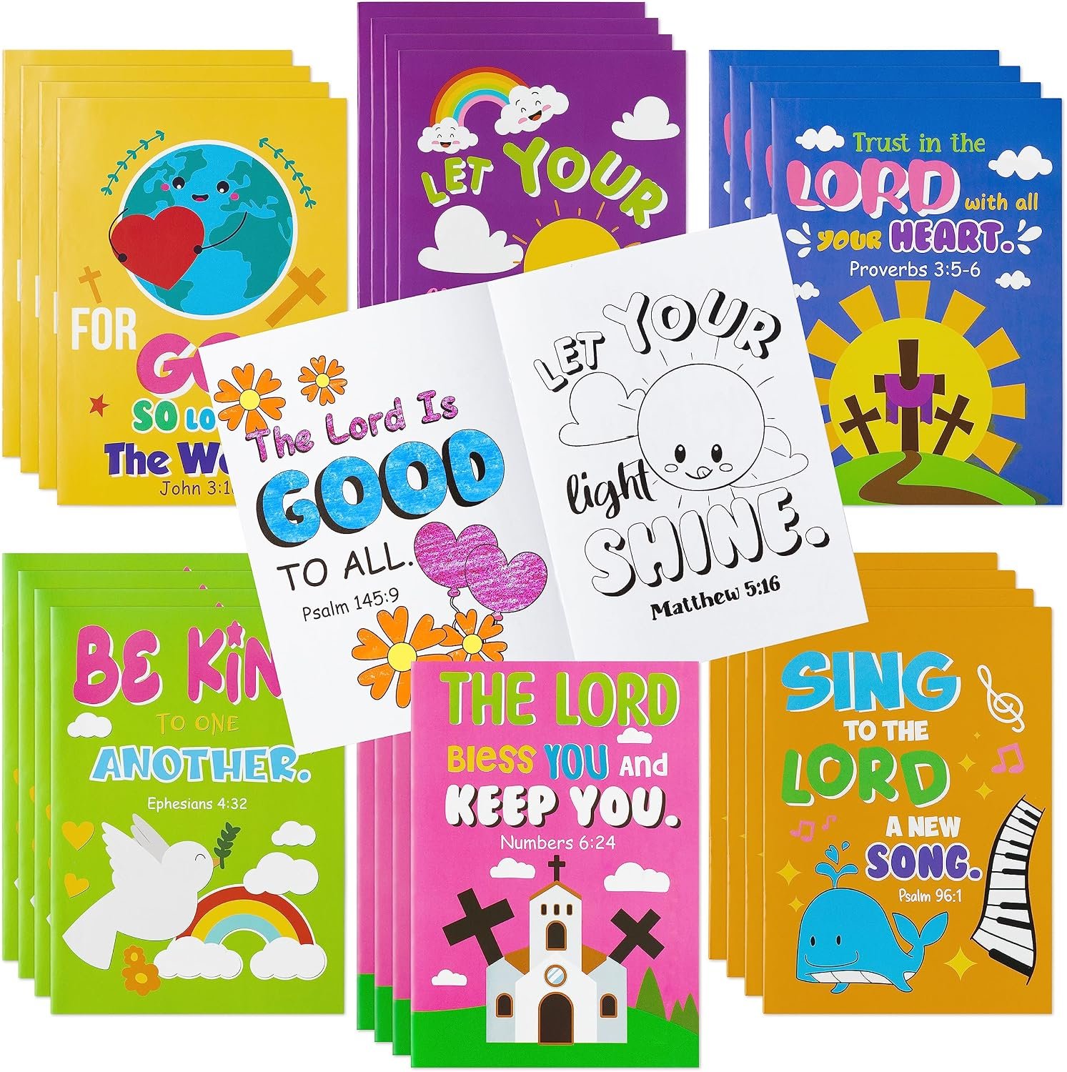 24Pcs Bible Coloring Books Religious Theme DIY Color-in Pages