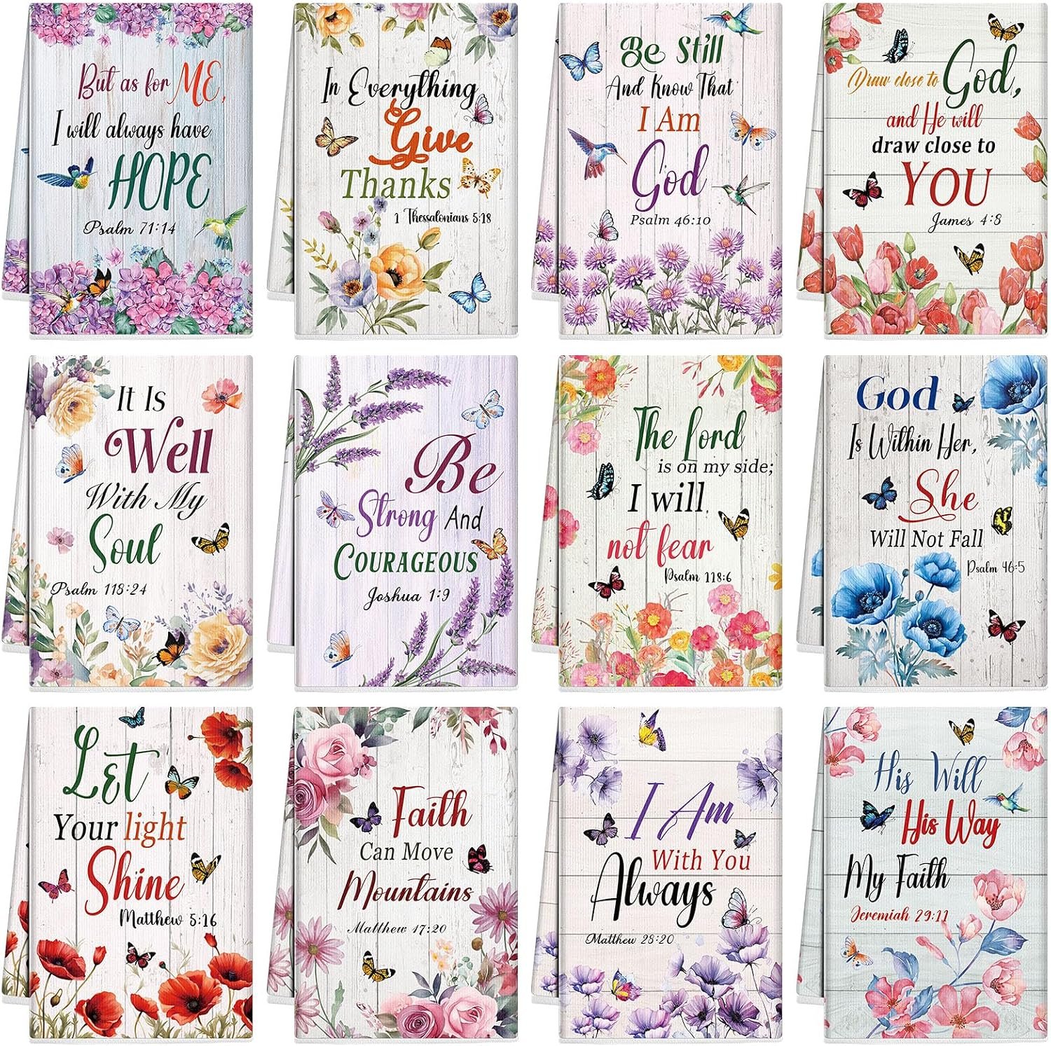 Hahafelt 12 Pcs Christian Kitchen Towels Gifts Bulk Tea Towels, Classic