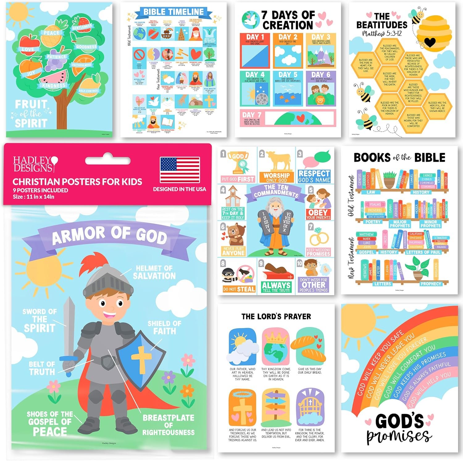 Bible Posters for Kids – Sunday School Decorations for Classroom Must Haves