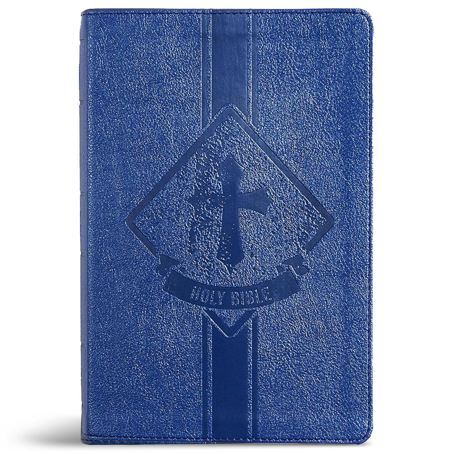 KJV Kids Bible, Royal Blue LeatherTouch, KJV Holy Bible, Red Letter, Presentation Page, Study Helps for Children, Full-Color Inserts and Maps, Easy-to-Read Bible MCM Type