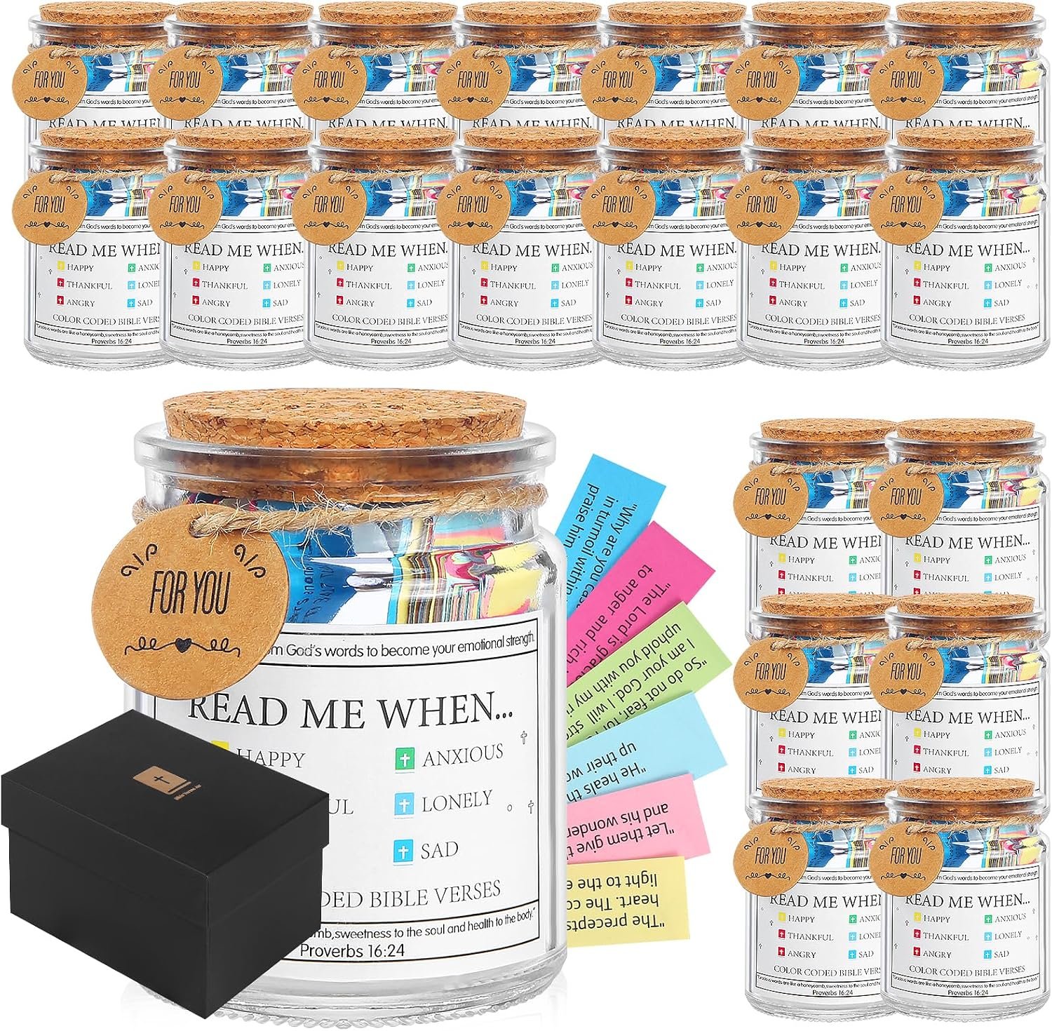 20 Pack Bible Verse Jars,Read Me When Scripture Cards,Church Gifts Bulk