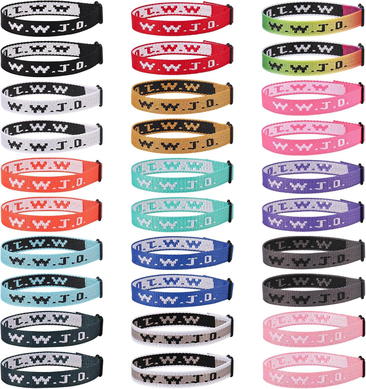 30PCS WWJD Bracelet Pack for Women Men, Christian Jesus Wristbands Gifts, W.W.J.D Adjustable Bracelets What Would Jesus Do Bracelet