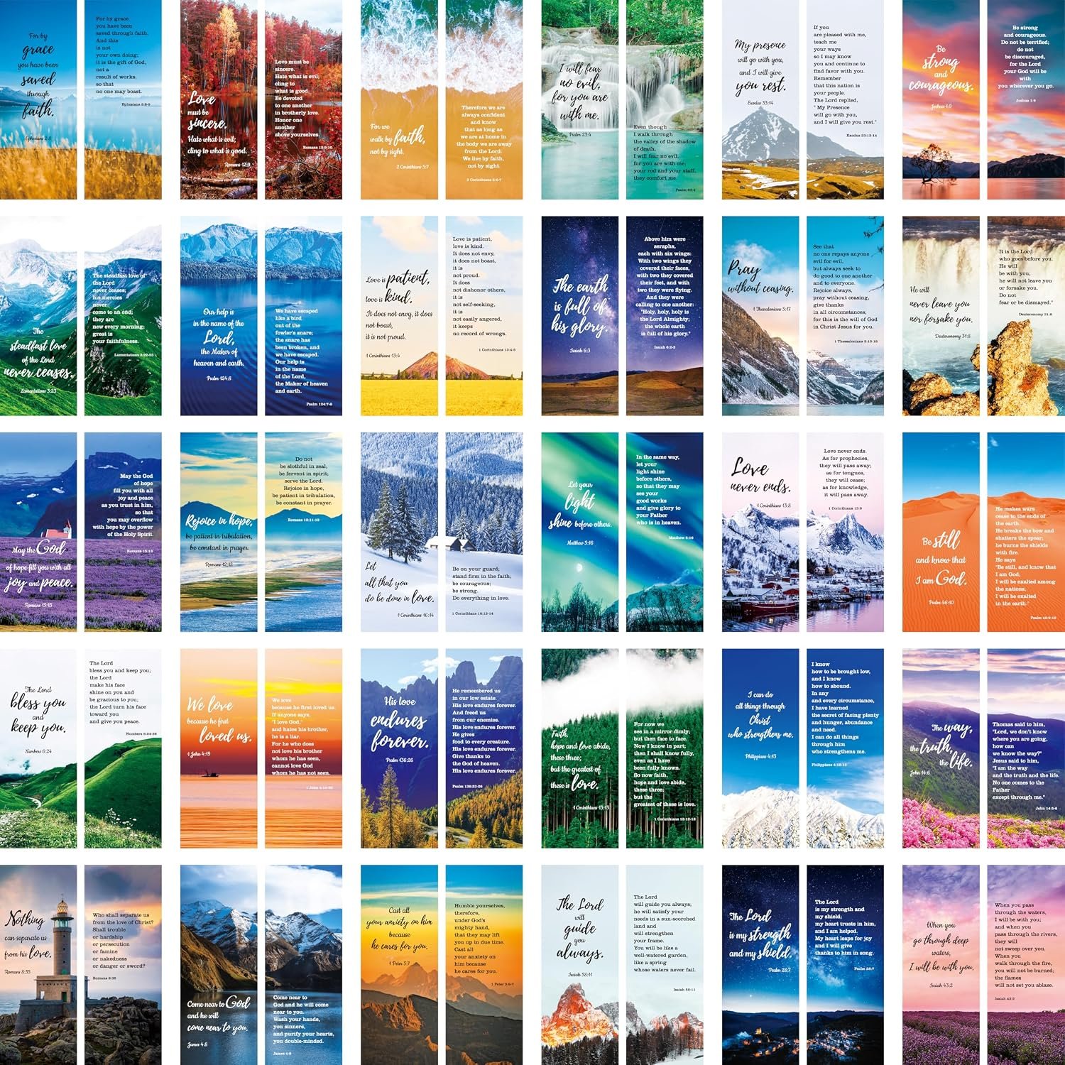 120 PCS Bible Bookmarks with 30 Designs, Double Sided Printing, Christian Motivational Verses for Women, Men, Church & Office Supplies, Book Lovers (2.4 inch x 6.1 inch)